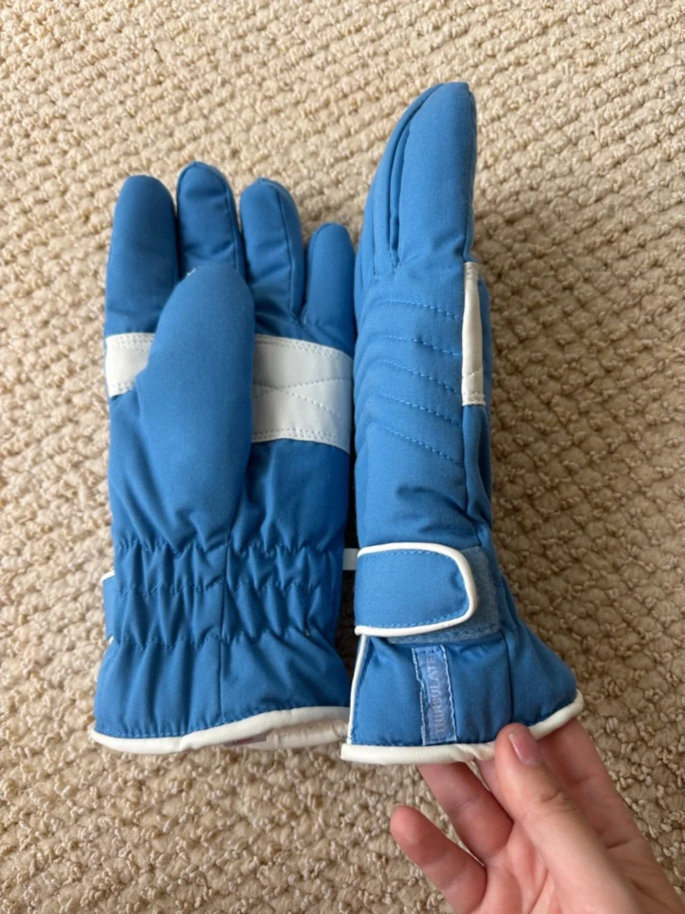 Women Blue Winter Ski Gloves - Padded Insulated Pair